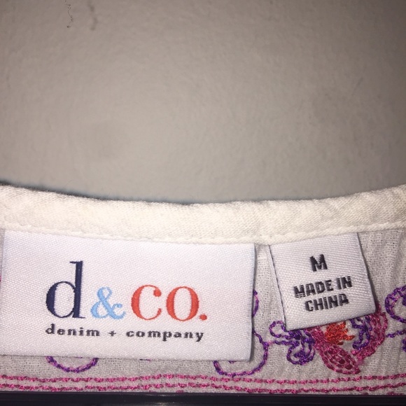 Denim & Co Women’s White Embroidered Medium - Picture 3 of 6